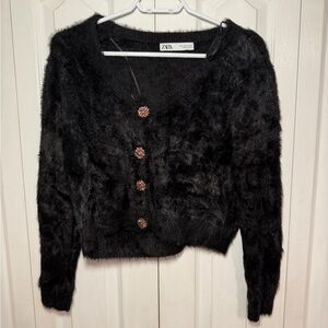 Zara Black Fuzzy Cardigan